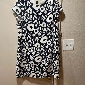 Black snd White Cap Sleeved Dress, LOFT,size 18
